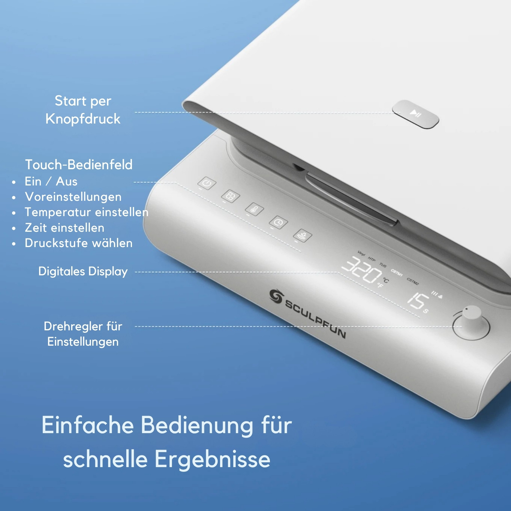 Auto-Press Weiß 38,1 × 38,1 cm – Heizpresse für HTV & Plotterfolien – Bild 7