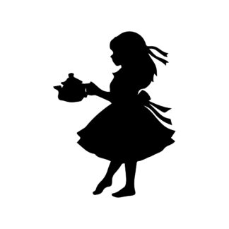 Cricut-kompatibles Teezeit-Mädchen SVG – Mystische Silhouette mit Teekanne für Cricut Design Space & Silhouette Studio