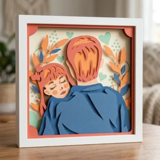 Papa Shadow Box SVG für Cricut & Silhouette | 8-lagige Papierschneidevorlage